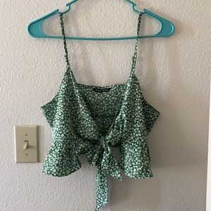 green and white tie top